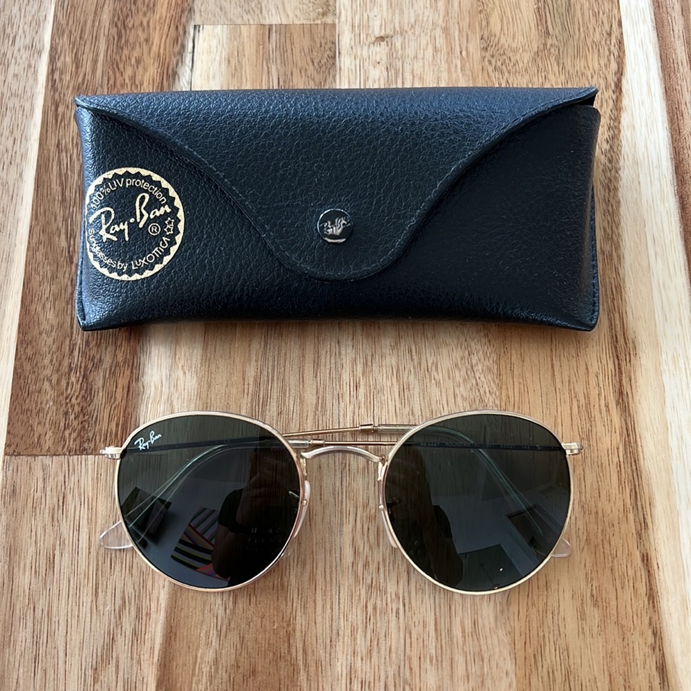 Ray-Ban Round Metal Non-Polarized Sunglasses (Gold / Green)